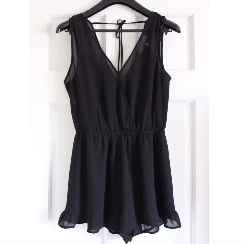 ASTR Label Black Ruffle Romper